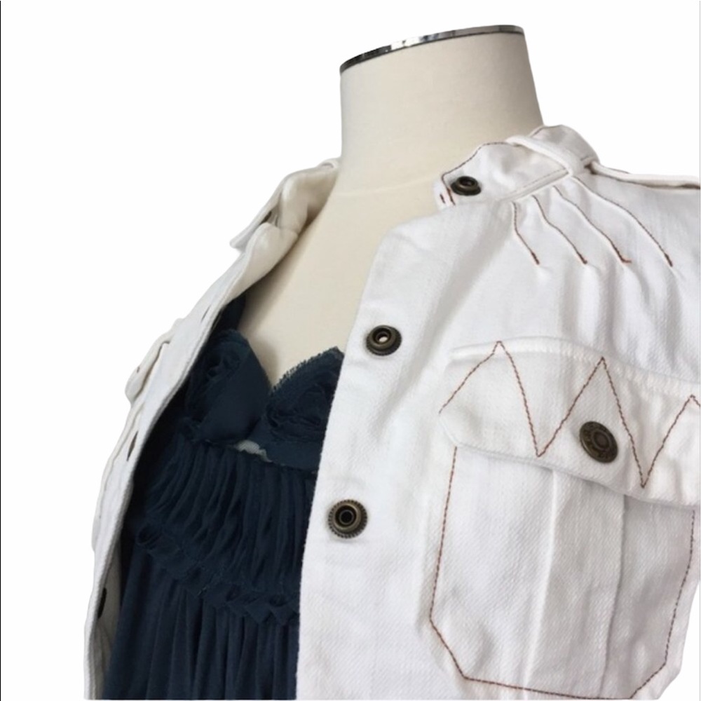 L.A.M.B. by GWEN STEFANI Moto Jean Jacket White Sz 0